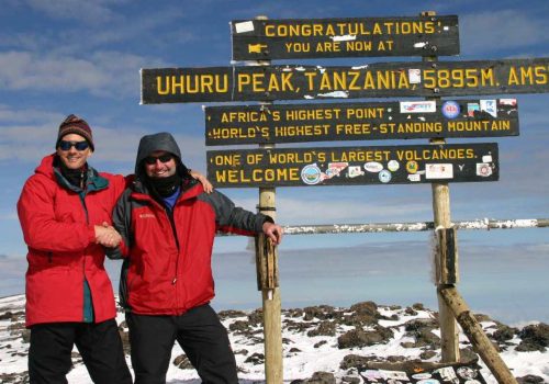 George Fisher and Alan Barkley atop Uhuru Peak, Kilimanjaro; February 2004